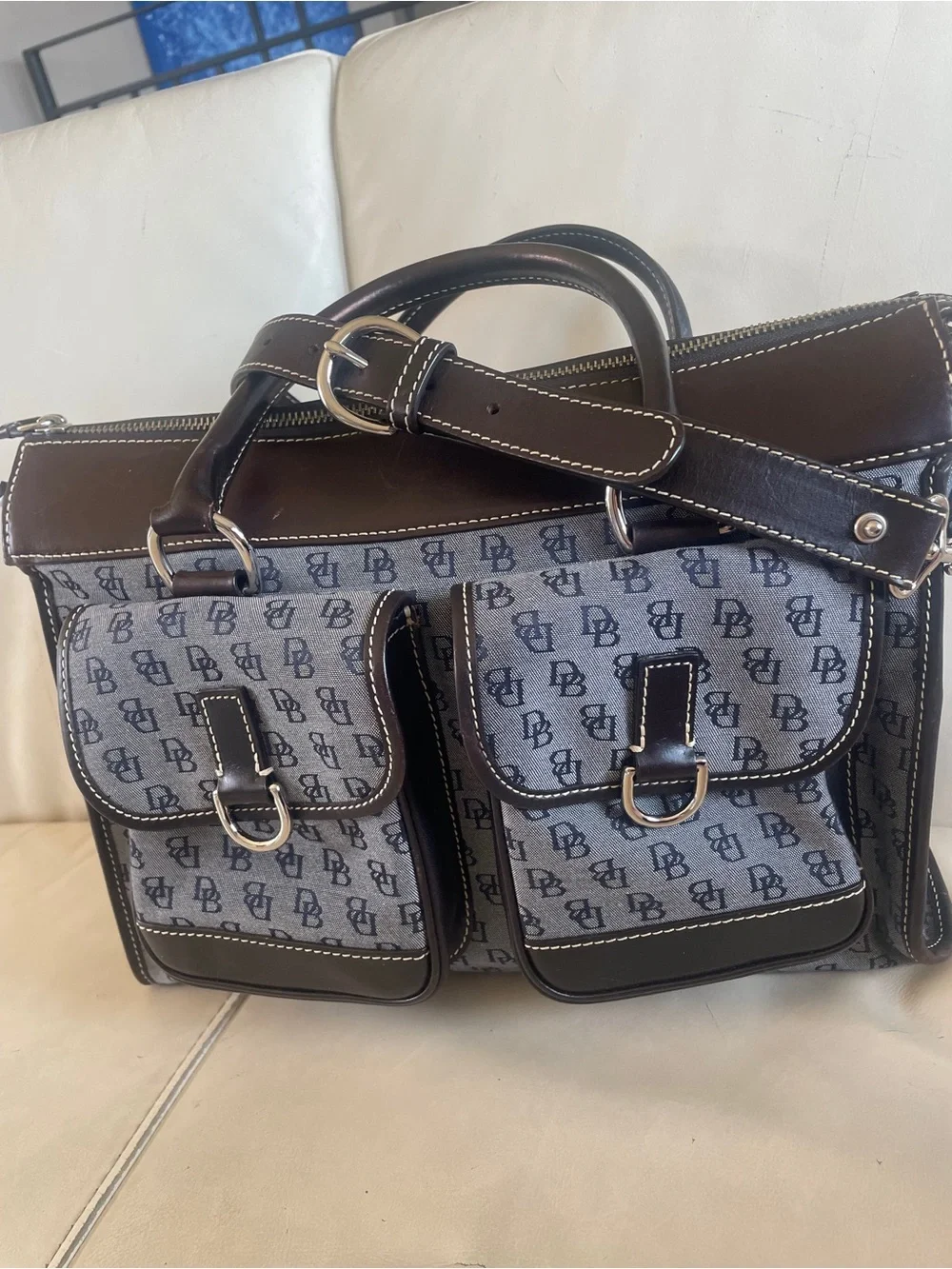 Dooney & Bourke Satchel Bag in Blue and Brown